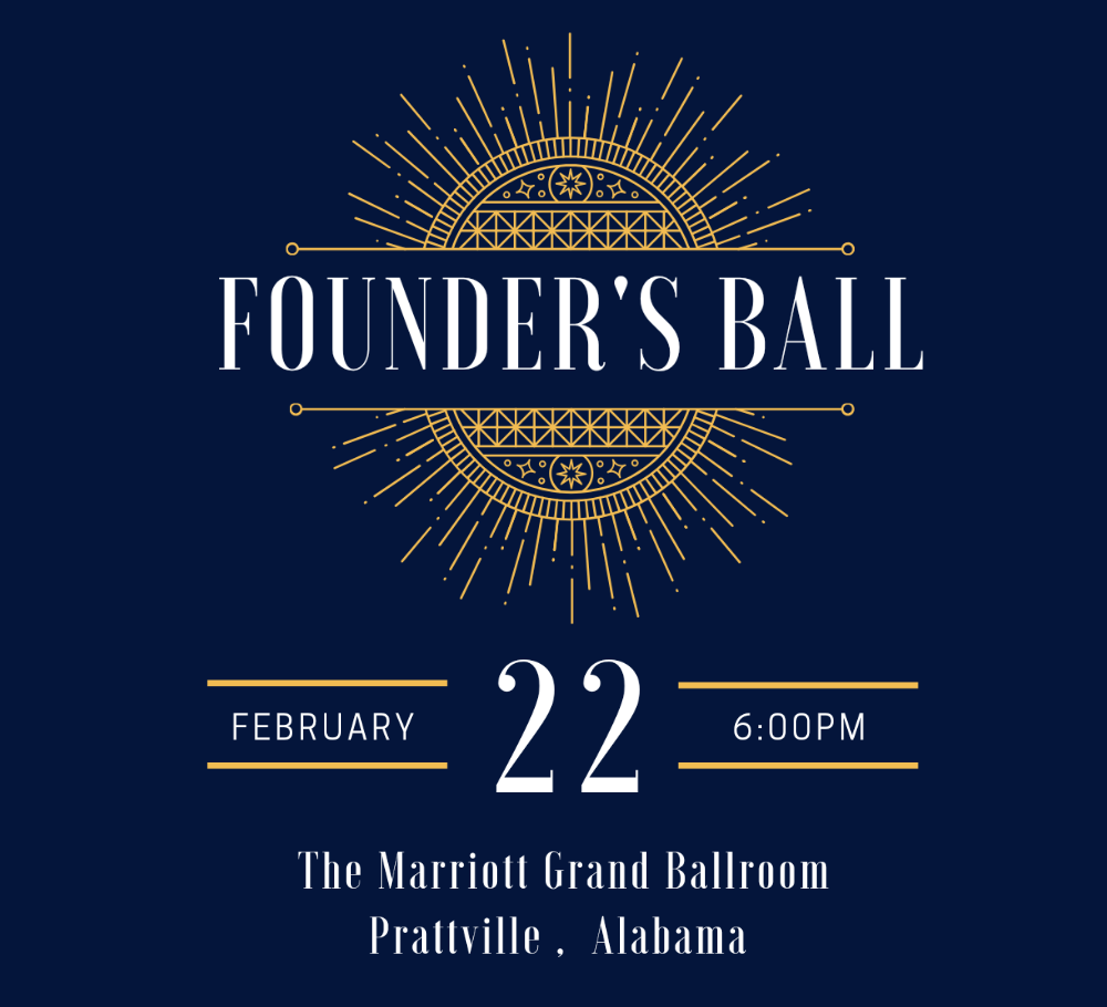 Founder's ball february 22 at 6pm at the Marriot Grand ballroom